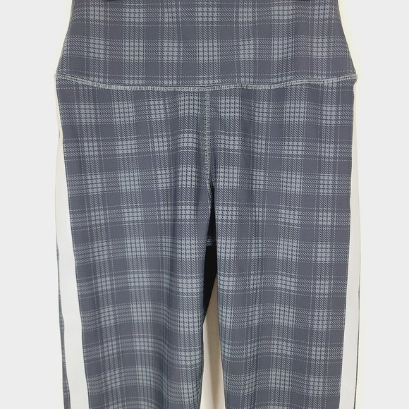 NEW Alo Yoga Occasion Leggings S Black Gray Plaid Reflective Stripe High-Waist - Picture 9 of 9